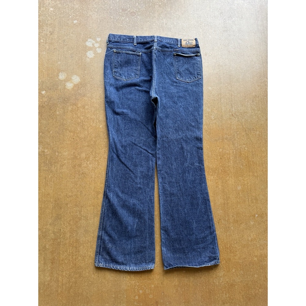 VTG 70s Big Yank Western Bootcut Dark Wash Denim Jeans 38x35 USA Cowboy